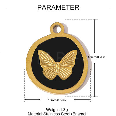 304 Stainless Steel Enamel Pendants STAS-OY006-23G-1