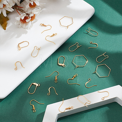 Brass Earring Hooks & Leverback Earring Findings KK-ME0002-48-1
