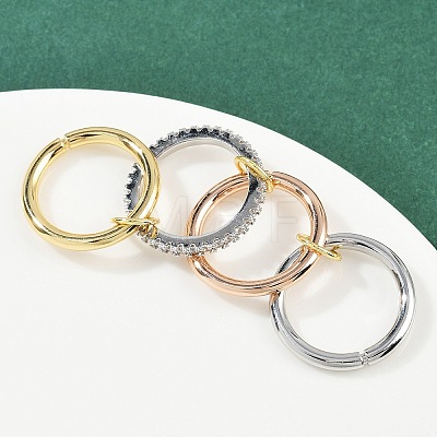 Brass Micro Pave Cubic Zirconia Plain Band Finger Rings for Women RJEW-P160-01G-MC-1