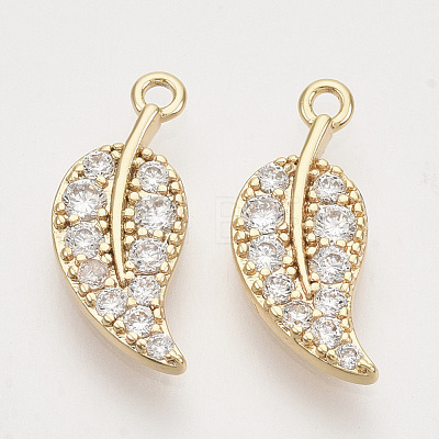 Brass Micro Pave Clear Cubic Zirconia Pendants X-ZIRC-T011-13G-NF-1