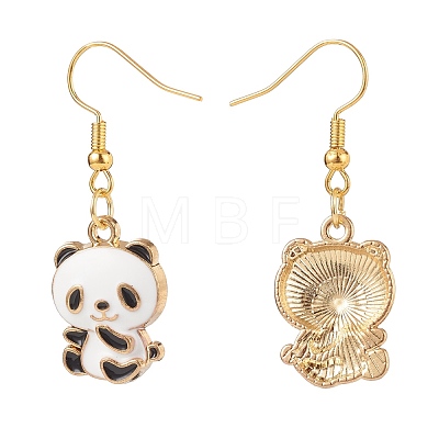 Alloy Enamel Panda Dangle Earrings EJEW-JE04997-1