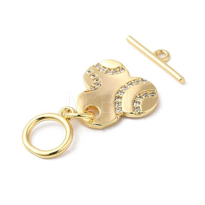 Brass Micro Pave Clear Cubic Zirconia Toggle Clasps KK-P234-90G-1