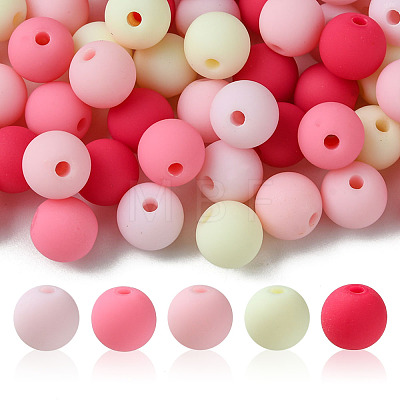 70Pcs Rubberized Style Acrylic Beads MACR-FS0001-71B-1