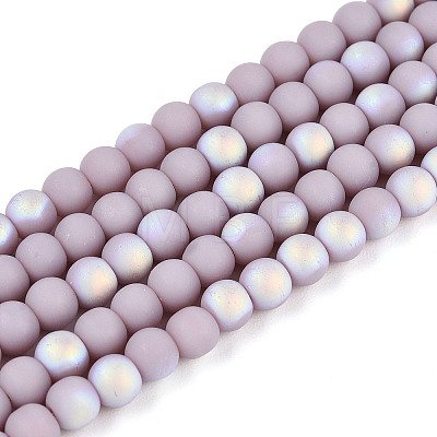 Frosted Opaque Glass Beads Strands GLAA-T032-P4mm-MBB07-1