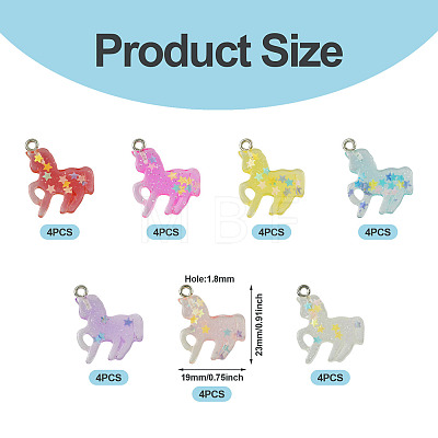 28Pcs 7 Colors Transparent Resin Pendants RESI-TA0002-20-1