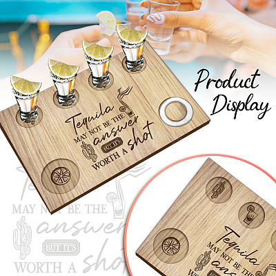 Wood Shot Glasses Tray AJEW-WH0422-004-1