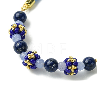 3Pcs 3 Styles 6mm Round Dyed Natural Lapis Lazuli & Yellow Jade & Black Onyx Bead Slider Bracelet Sets BJEW-MZ00062-1