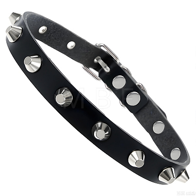Punk Rock Style Alloy Rivet Imitation Leather Chocker Necklaces NJEW-CL0001-31-1