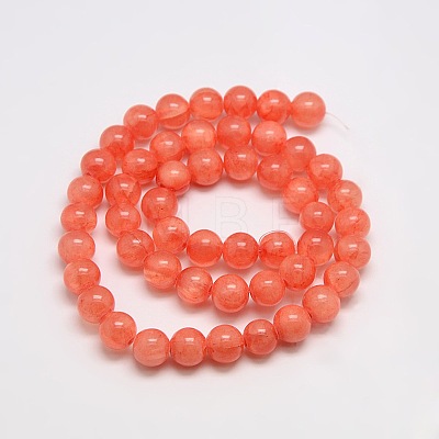 Natural Green Jade Dyed Round Beads Strands JBS053-8MM-25-1