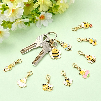 10Pcs Alloy Enamel Pendant Decorations HJEW-YW00461-1