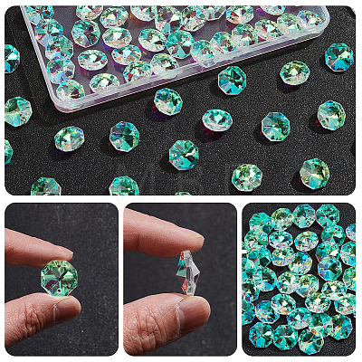 80Pcs Octagon Sew on Glass Rhinestone GLAA-SP0001-82B-01-1