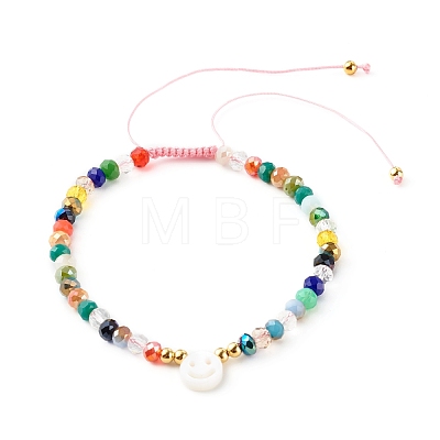 Electroplate Glass Nylon Thread Braided Bead Bracelets for Mom and Daughter BJEW-JB06359-04-1