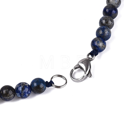 Natural Lapis Lazuli Round Beaded Fan Bib Necklaces NJEW-N064-04C-1
