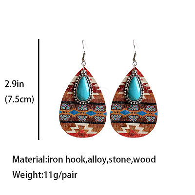 Alloy & Wood Dangle Earrings FS-WG96502-01-1