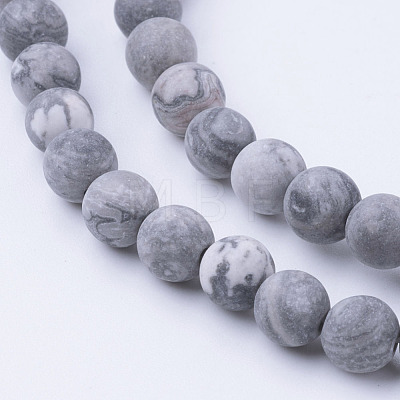Natural Map Stone/Picasso Stone/Picasso Jasper Bead Strands G-G735-27F-6mm-1