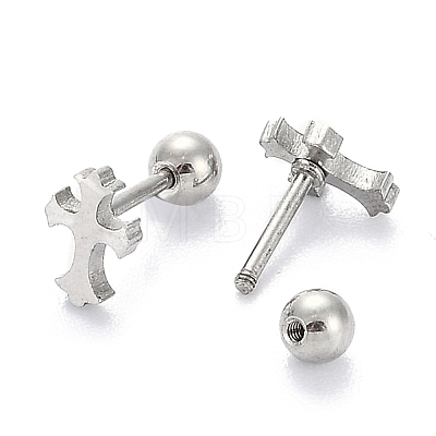 201 Stainless Steel Barbell Cartilage Earrings EJEW-R147-31-1