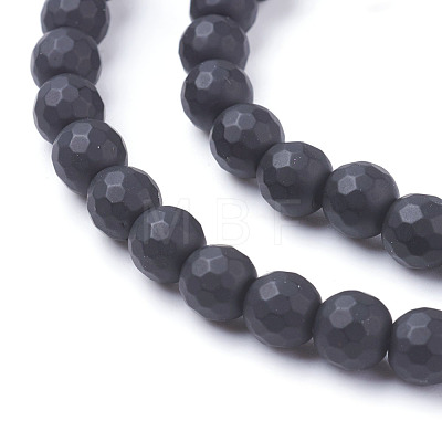 Synthetic Black Stone Beads Strands G-C059-6mm-1-1