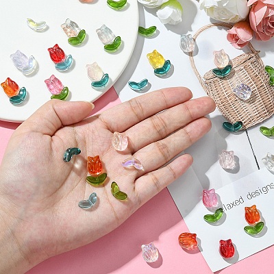 100Pcs 2 Styles Transparent Glass Beads GLAA-YW0003-44-1