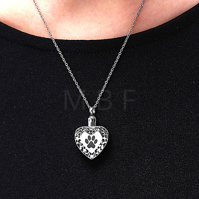 Heart with Word Shape Stainless Steel Pendant Necklaces with Cable Chains KI1843-3-1