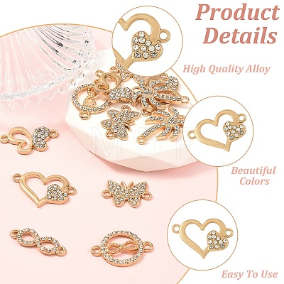 18Pcs 6 Styles Alloy Crystal Rhinestone Links Connector Charms ALRI-YW0001-40-1