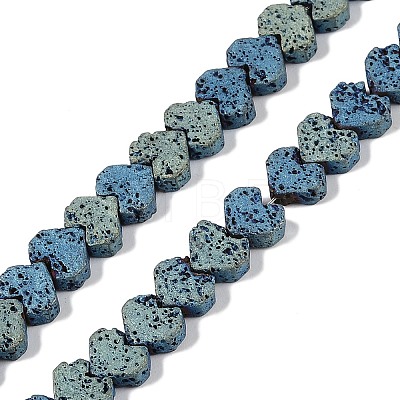 Electroplated Natural Lava Rock Beads Strands G-Q1009-G01-02B-1