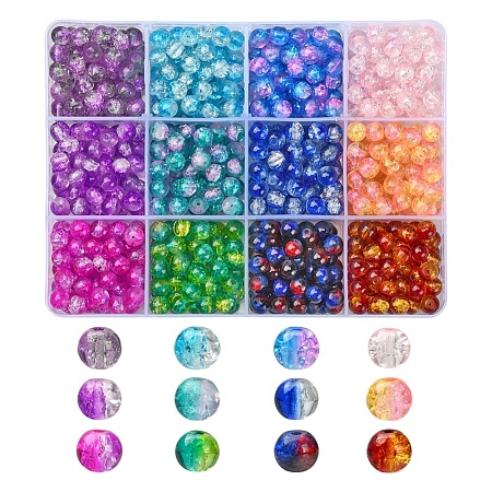 840Pcs 12 Colors Spray Painted Crackle Glass Beads CCG-YW0001-11-1