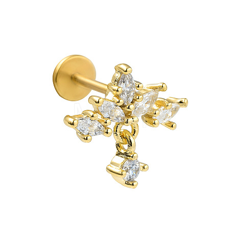 Stainless Steel Micro Pave Clear Cubic Zirconia Cartilage Earrings for Women Men WG39C06-11-1