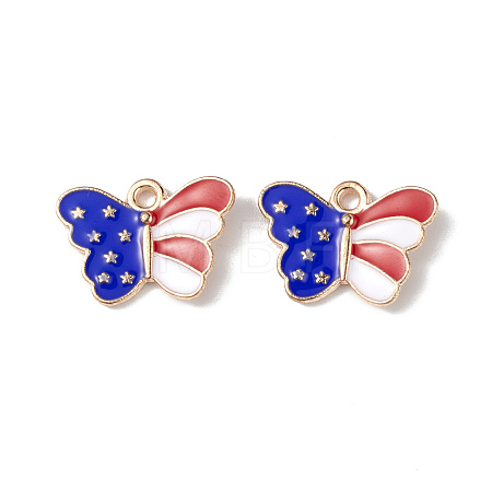 American Flag Style Alloy Enamel Pendants X-ENAM-K067-41-1