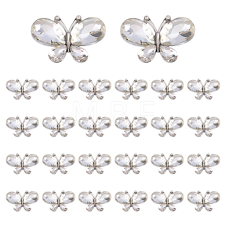 Platinum Tone Alloy Rhinestone Butterfly Cabochons DIY-FG0009-98B-1
