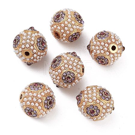 Golden Plated Alloy Rhinestone Beads FIND-E046-14G-04-1