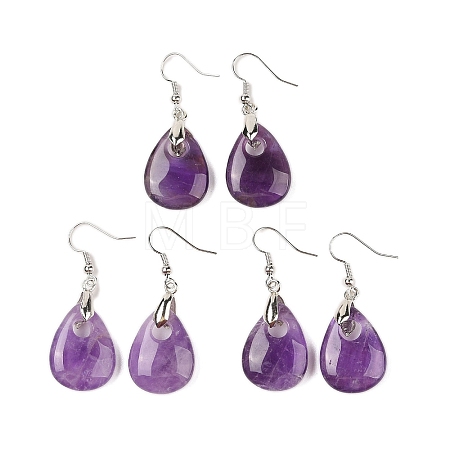 Natutal Amethyst Dangle Earrings EJEW-F343-A06-1