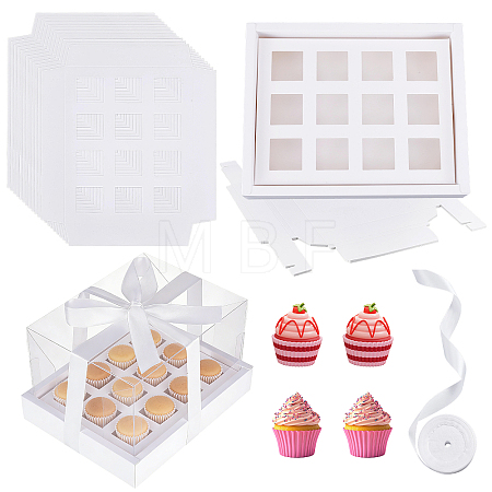 12 Sets Rectangle Foldable Kraft Paper Cake Box CON-WA0001-32-1
