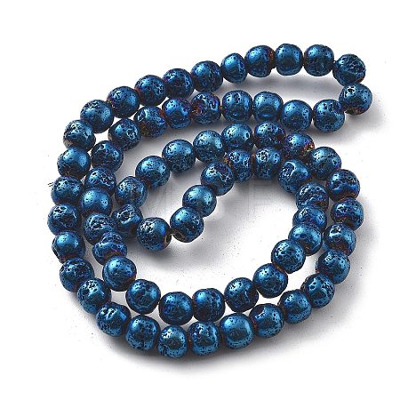 Electroplated Natural Lava Rock Beads Strands G-A251-B01-01E-1