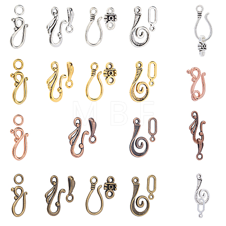 Tibetan Style Hook and Eye Clasps TIBE-PH0005-13-WH-1
