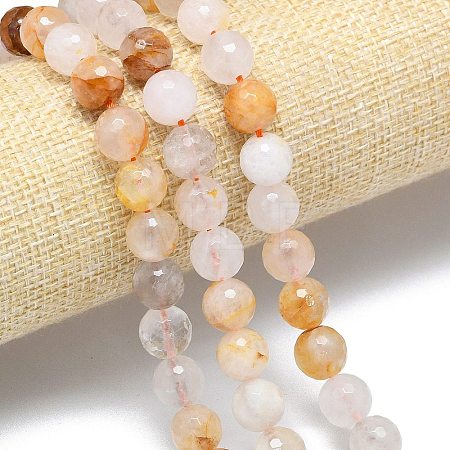 Natural Yellow Hematoid Quartz Beads Strands G-B165-A07-10mm-1