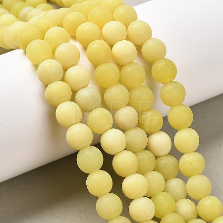 Natural Lemon Jade Round Beads Strands G-D677-8mm-1