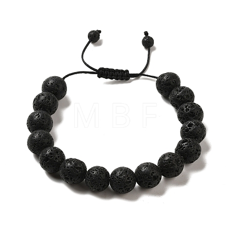 12.5mm Round Natural Lava Rock Braided Bead Bracelets for Women Men BJEW-C060-01P-1