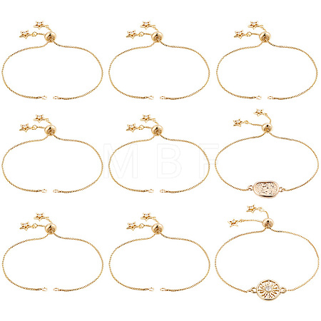 10Pcs 1MM Brass Box Chain Slider Bracelet Making MAK-BBC0001-35-1
