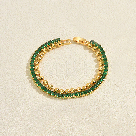 Elegant Brass Micro Pave Cubic Zirconia Tennis Bracelets DE3220-1-1