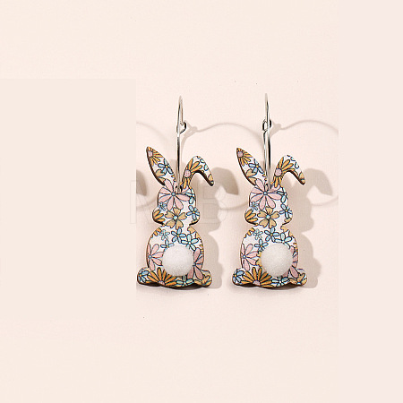 Easter Wood Dangle Earrings FS-WG30599-08-1