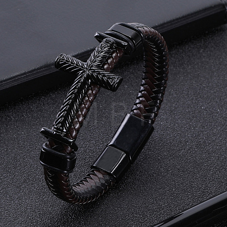 Artificial Leather Cord Braided Bracelets for Men FS-WGEBCD0-03-1
