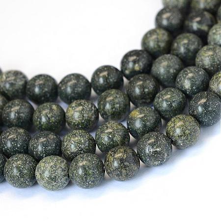Natural Serpentine/Green Lace Stone Round Bead Strands G-E334-8mm-14-1