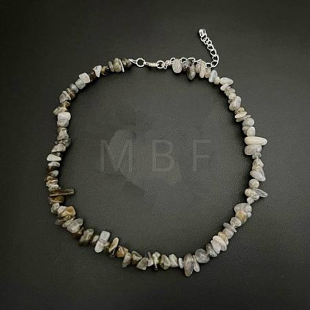 Natural Feldspar Chip Beaded Necklaces for Women IW6789-37-1