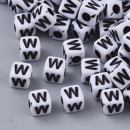 White Opaque Acrylic Beads X-MACR-R869-02W-1