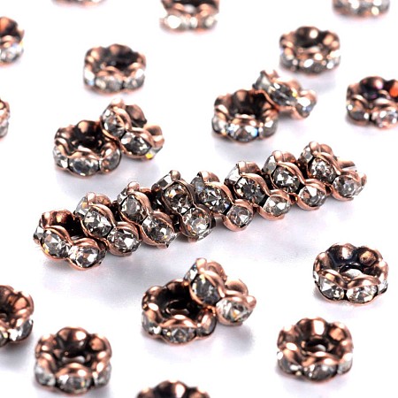 Brass Rhinestone Spacer Beads RB-A014-L6mm-01R-NF-1