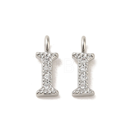 Initial Letter Brass Micro Pave Cubic Zirconia Pendants ZIRC-F008-I-1