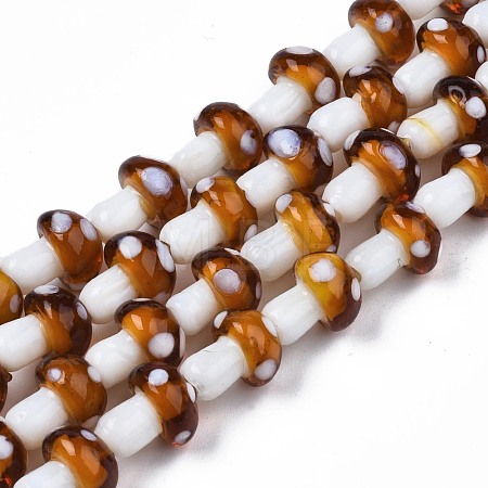Mushroom Handmade Lampwork Beads Strands LAMP-R116-24-1