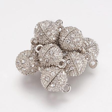 Alloy Rhinestone Magnetic Clasps with Loops RB-H116-2-N-1