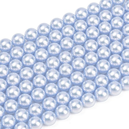 Frosted Glass Pearl Beads Strands GLAA-A044-08A-07-1