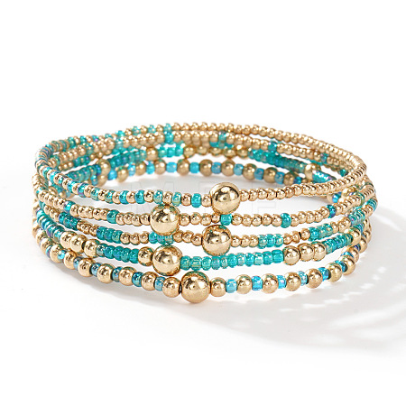 Gold Beaded Bracelet Set Summer 2025 Stylish and Versatile Five-Piece Jewelry Collection AJ2042-11-1